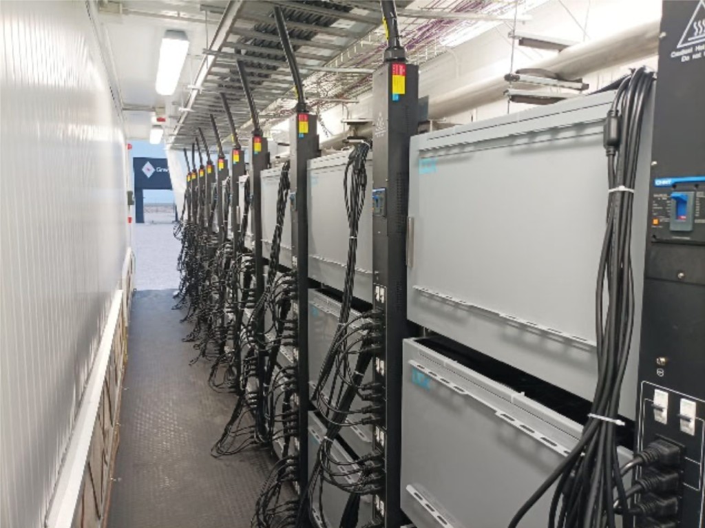 Antminer units and cabling installed inside STM's mining container